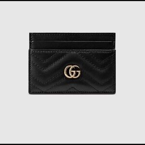 Gucci Black Leather Card Holder with Gold Logo